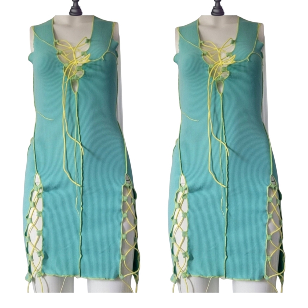 Cut Out Fashion NOVA Strappy Mint Green Sleeveless Mini Dress - Size S